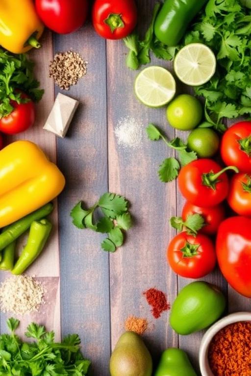 Colorful fresh Mexican ingredients